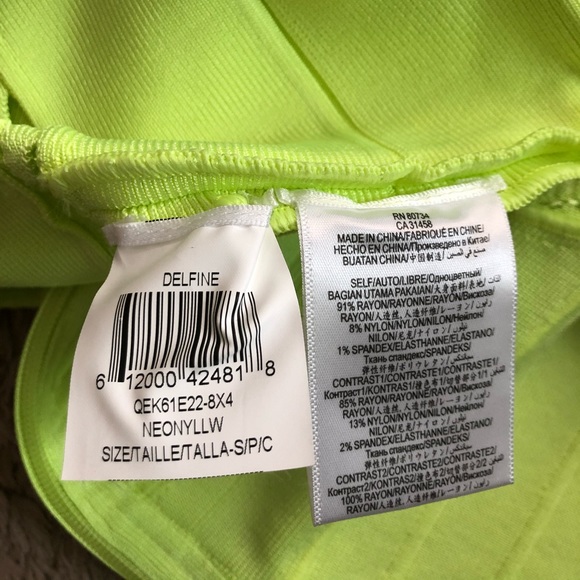 Herve Leger Neon Yellow Delfine Bodycon Dress S - Picture 5 of 8